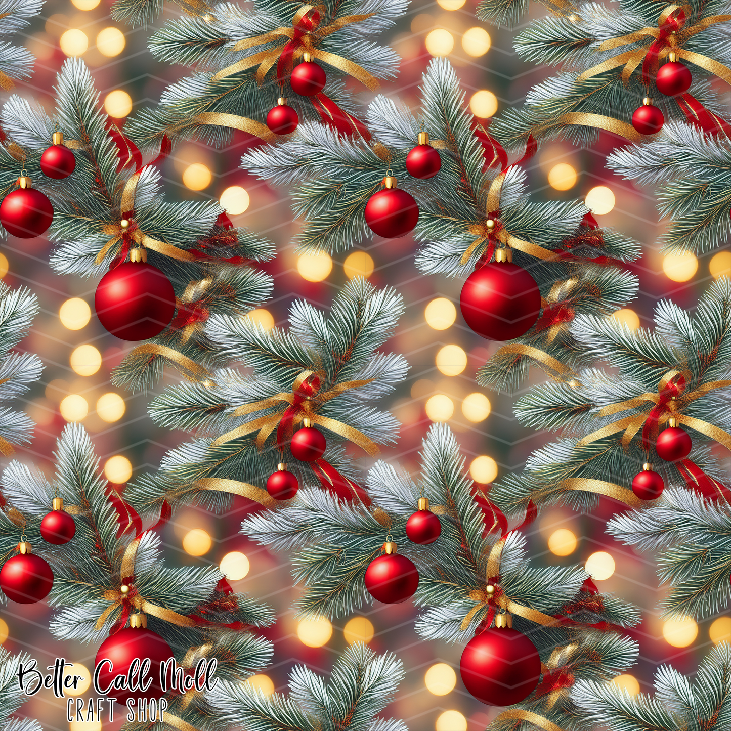 Ornaments and Branches 1 Digital Seamless Pattern