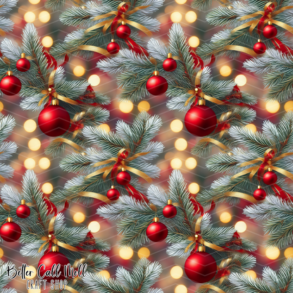 Ornaments and Branches 1 Digital Seamless Pattern