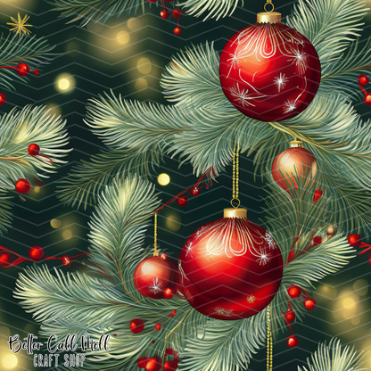 Ornaments and Branches 2 Digital Seamless Pattern