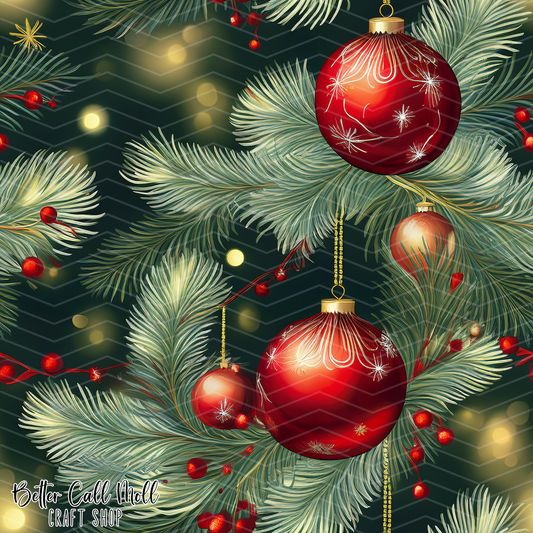 Ornaments and Branches 2 Digital Seamless Pattern