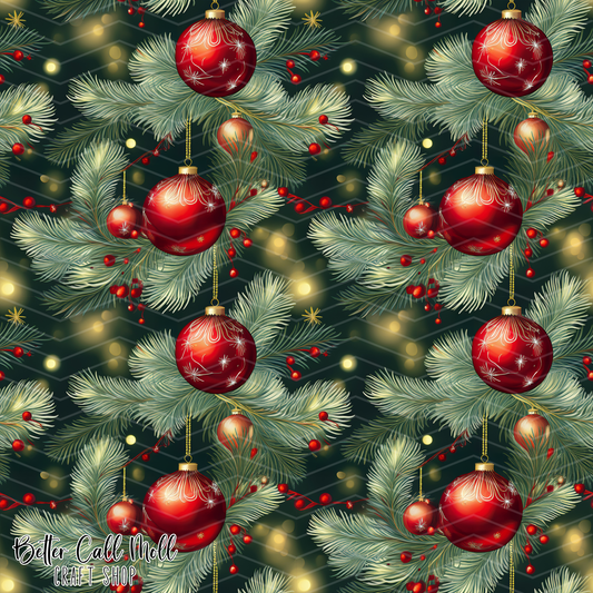 Ornaments and Branches 2 Digital Seamless Pattern