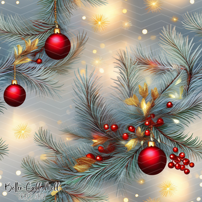 Ornaments and Branches 3 Digital Seamless Pattern