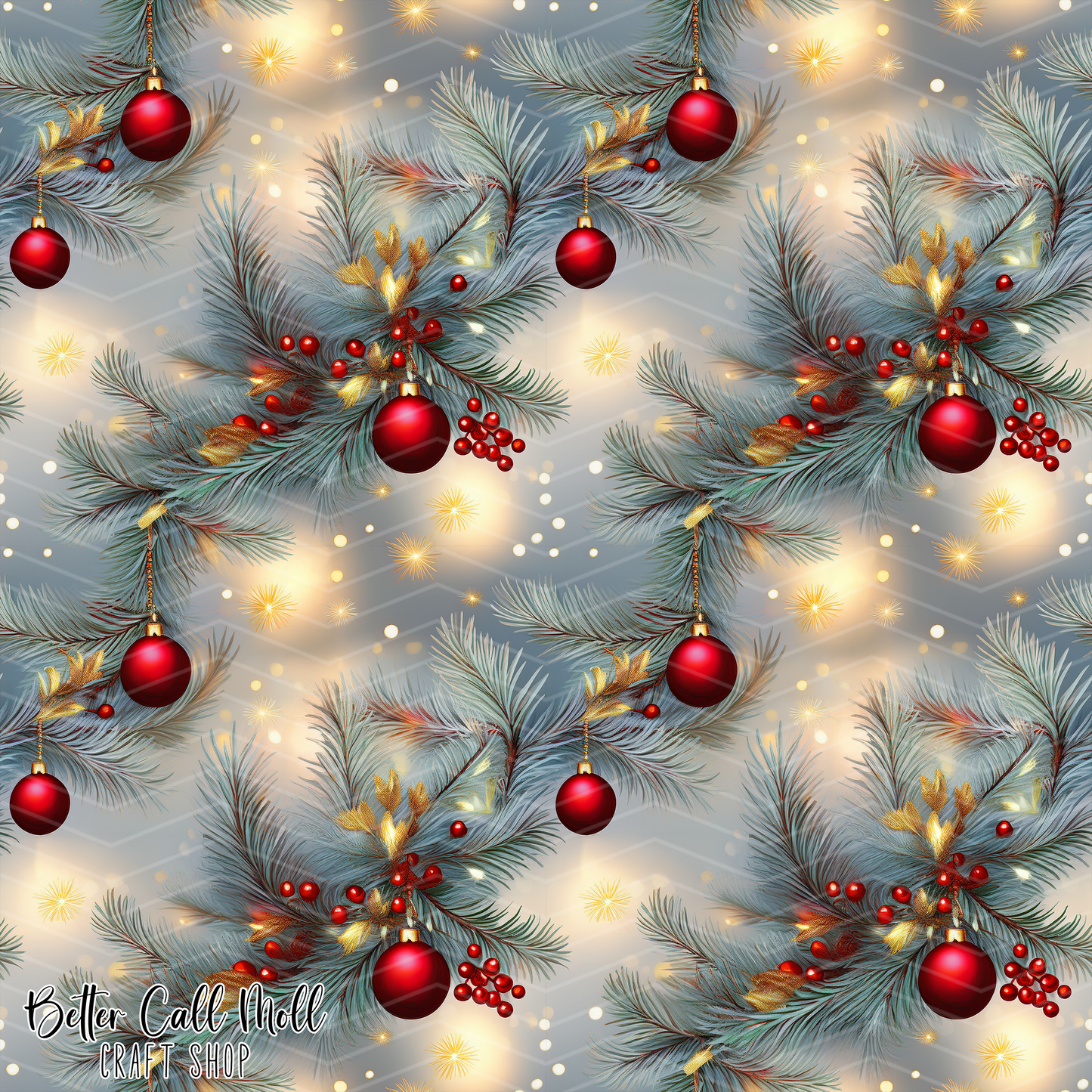 Ornaments and Branches 3 Digital Seamless Pattern