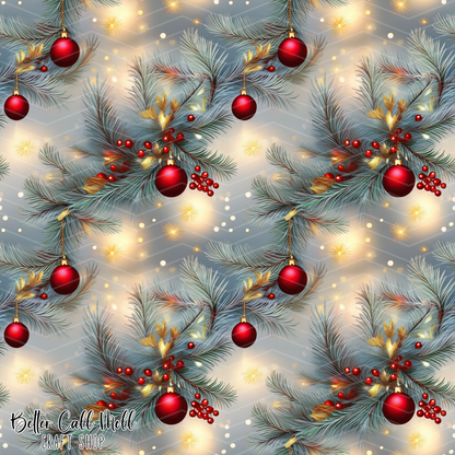Ornaments and Branches 3 Digital Seamless Pattern