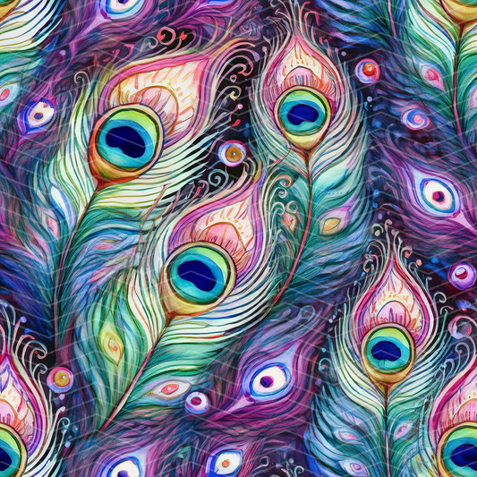 Peacock Feathers 2 Digital Seamless Pattern