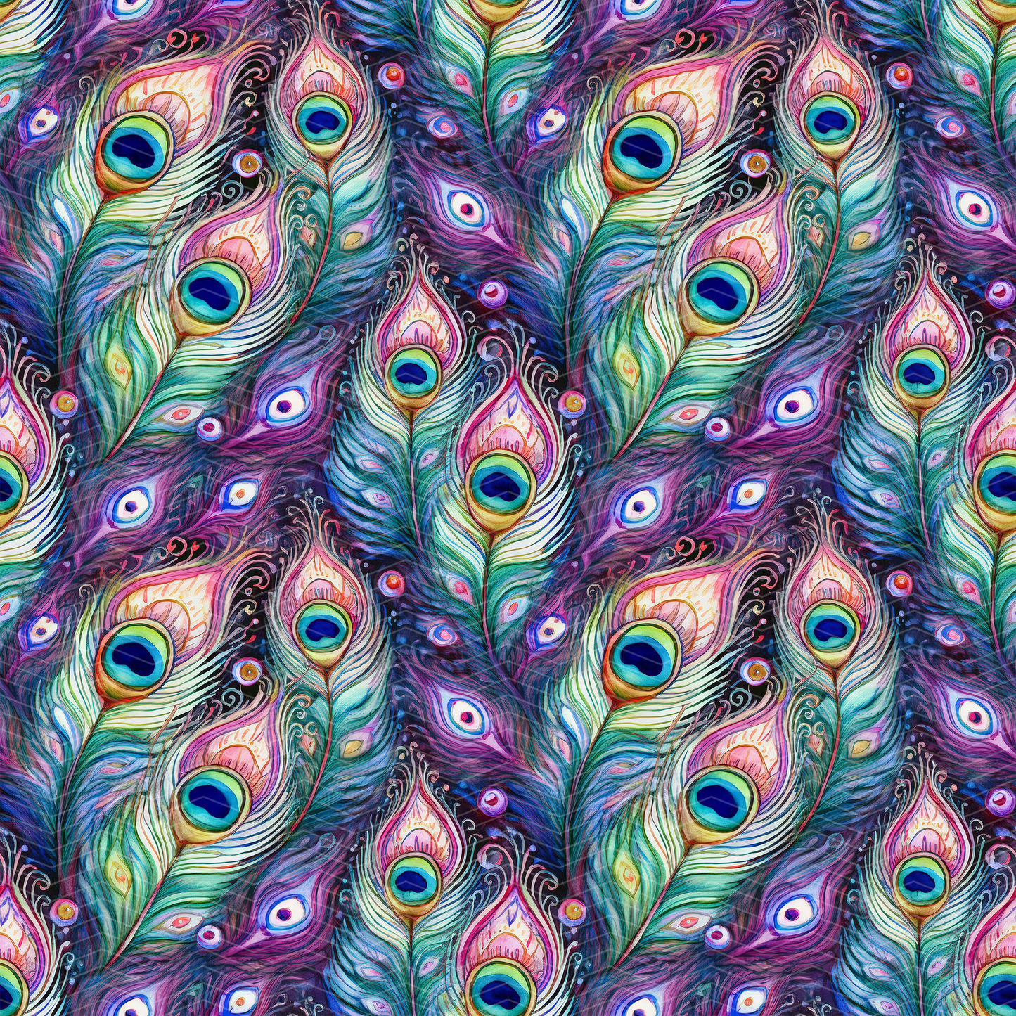 Peacock Feathers 2 Digital Seamless Pattern