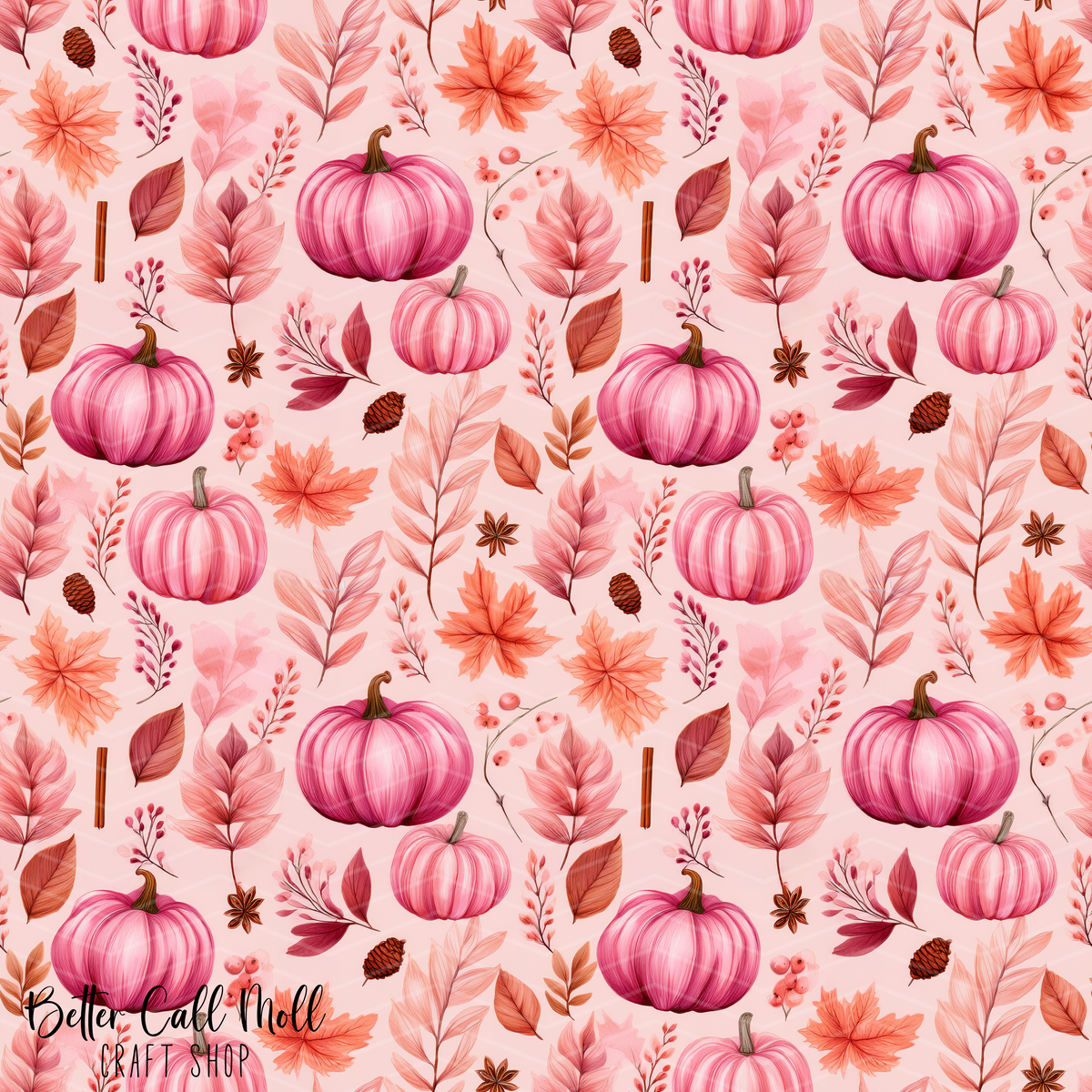 Fall Pink Pattern Simple Pink Fall Vibes Digital Seamless Pattern – Better Call Moll Craft Shop
