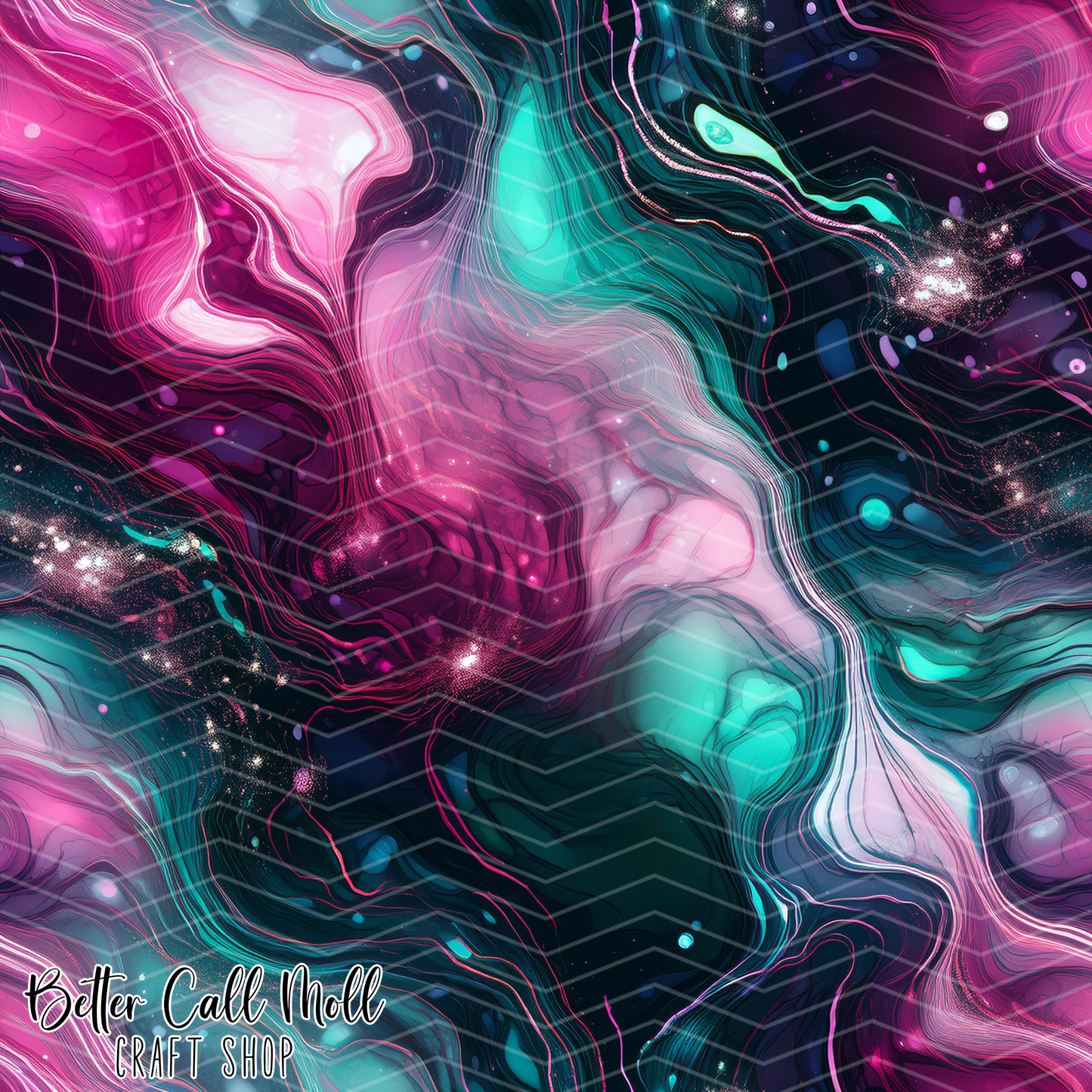Pink and Teal Galaxy Digital Seamless Pattern