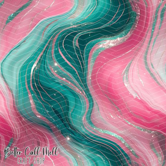 Pink and Teal Marble Digital Seamless Pattern