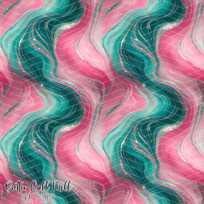 Pink and Teal Marble Digital Seamless Pattern