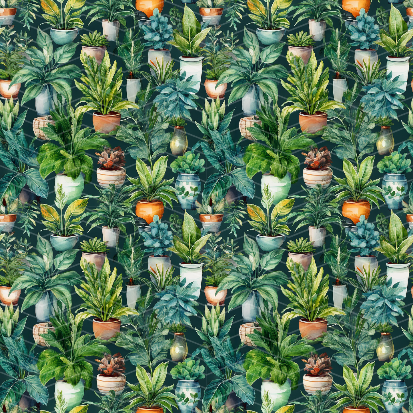 Potted Plants Digital Seamless Pattern