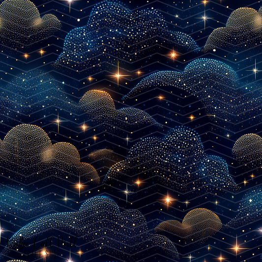 Rhinestone Night Sky Digital Seamless Pattern