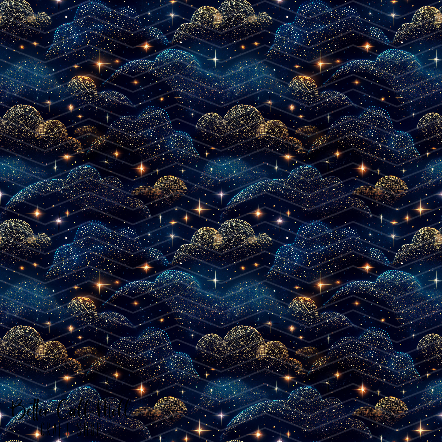 Rhinestone Night Sky Digital Seamless Pattern