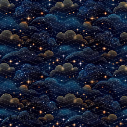 Rhinestone Night Sky Digital Seamless Pattern