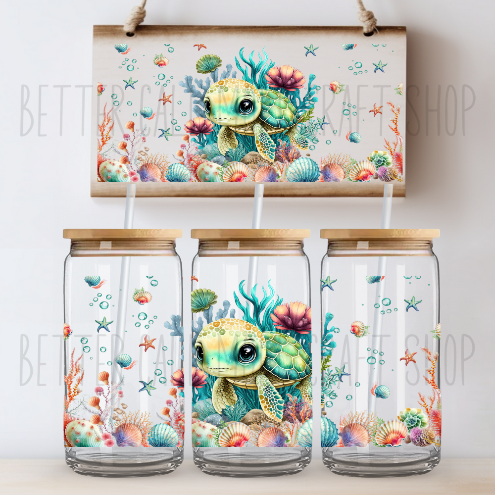 Baby Sea Turtle UV DTF 16oz Tumbler Wrap