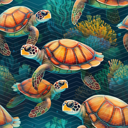 Sea Turtles 2 Digital Seamless Pattern