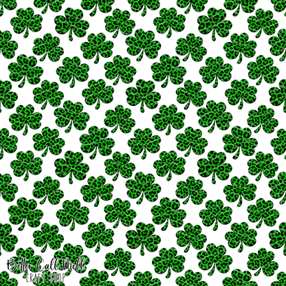 Green Leopard Print Shamrocks Digital Seamless Pattern