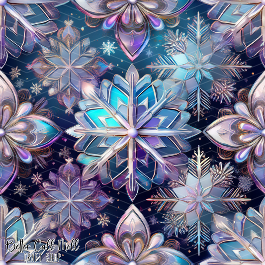 Snowflake Stained Glass 1  Digital Seamless Pattern