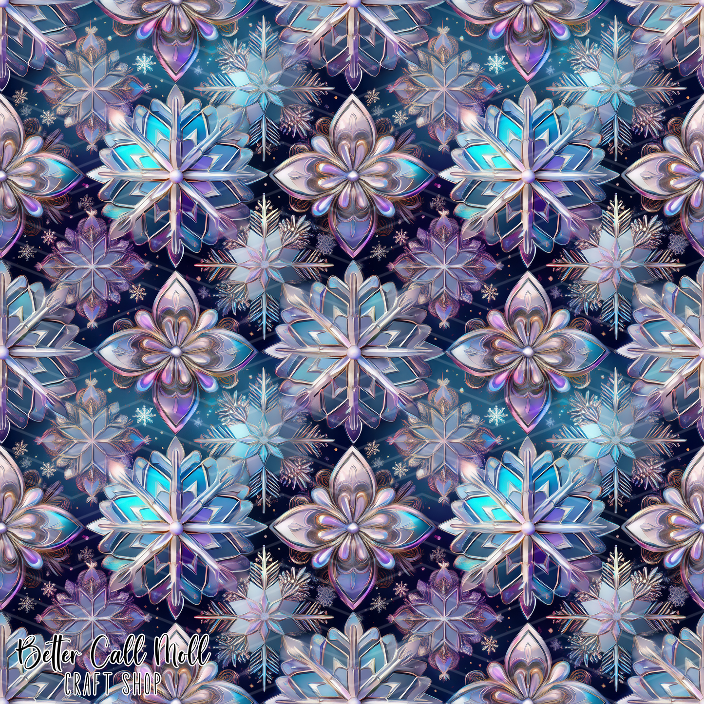 Snowflake Stained Glass 1  Digital Seamless Pattern
