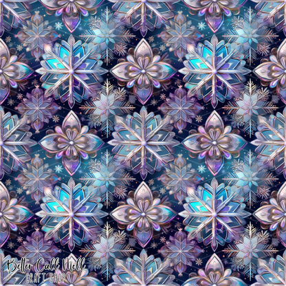 Snowflake Stained Glass 1  Digital Seamless Pattern