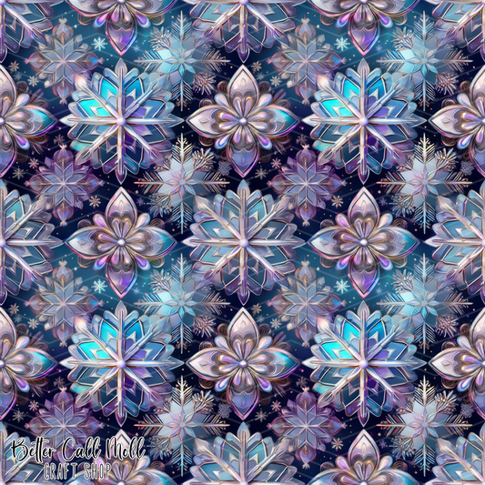 Snowflake Stained Glass 1  Digital Seamless Pattern