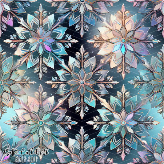 Snowflake Stained Glass 2  Digital Seamless Pattern