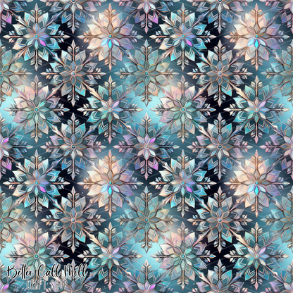 Snowflake Stained Glass 2  Digital Seamless Pattern
