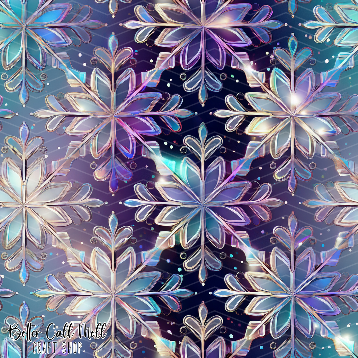 Snowflake Stained Glass 3  Digital Seamless Pattern