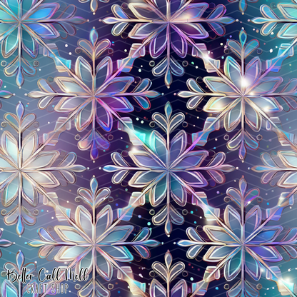 Snowflake Stained Glass 3  Digital Seamless Pattern