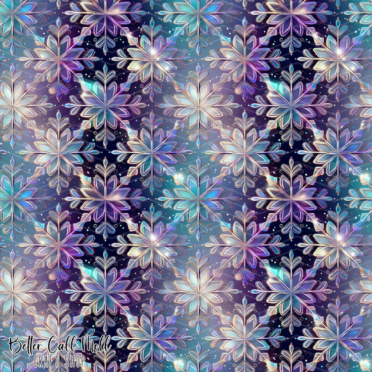 Snowflake Stained Glass 3  Digital Seamless Pattern