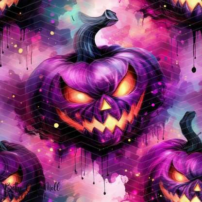 Spooky Jack-O-Lanterns Digital Seamless Pattern