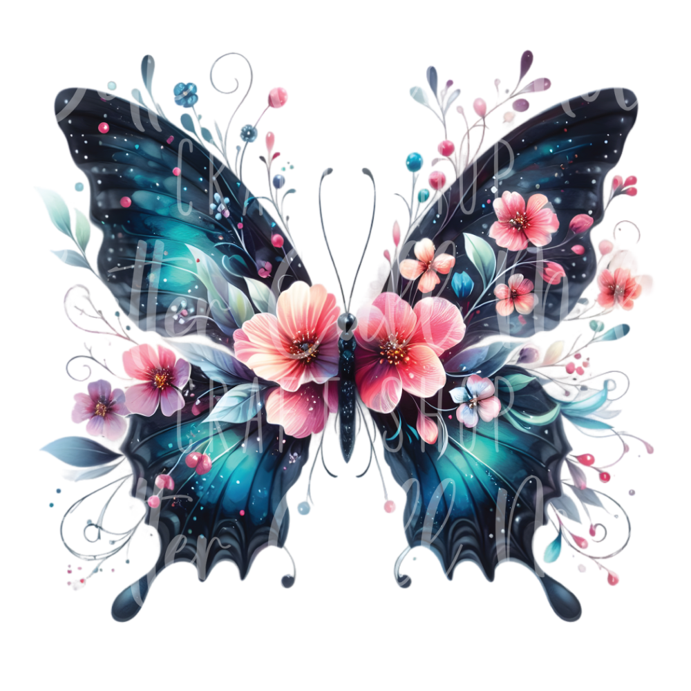 Teal Butterfly UV DTF Decal