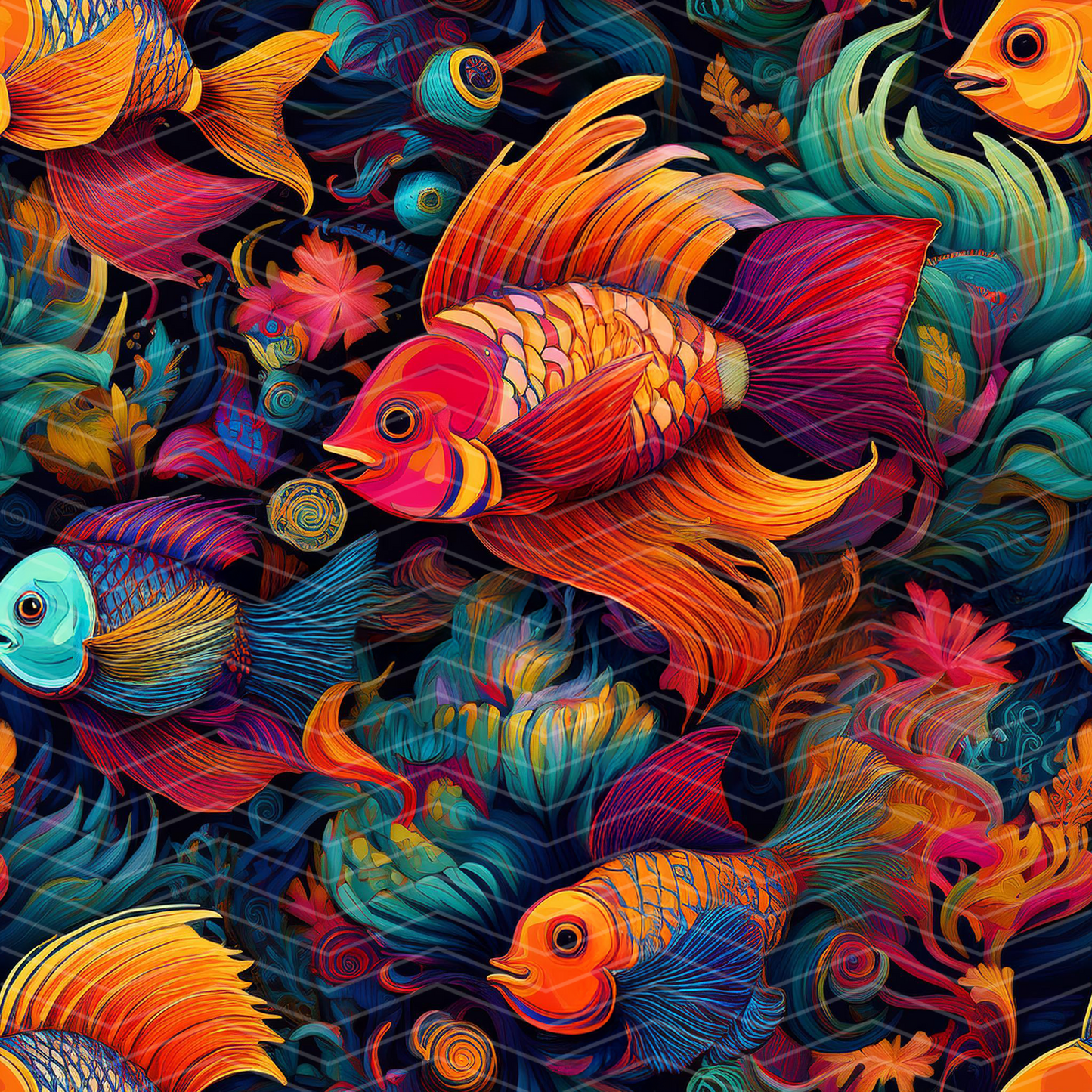 Tropical Fish 2 Digital Seamless Pattern