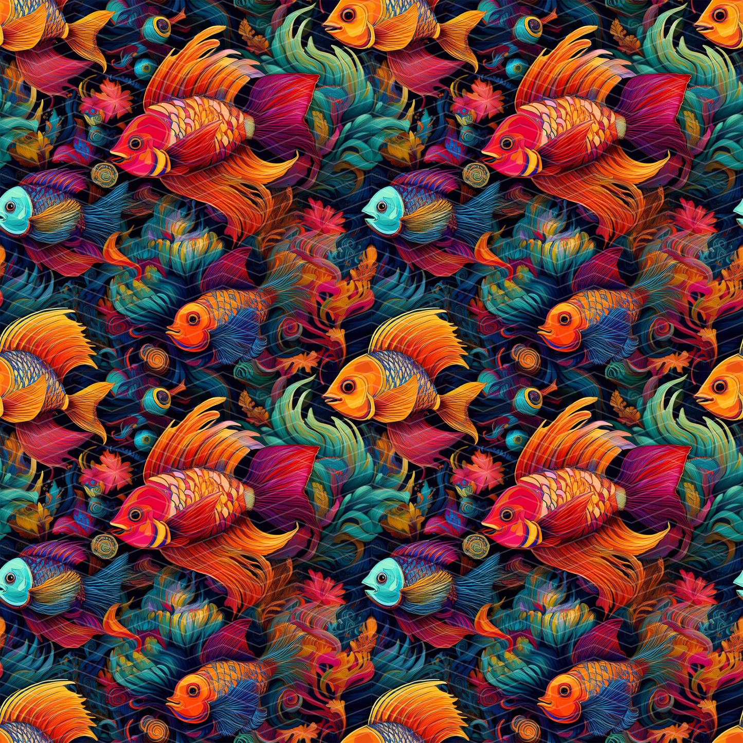 Tropical Fish 2 Digital Seamless Pattern