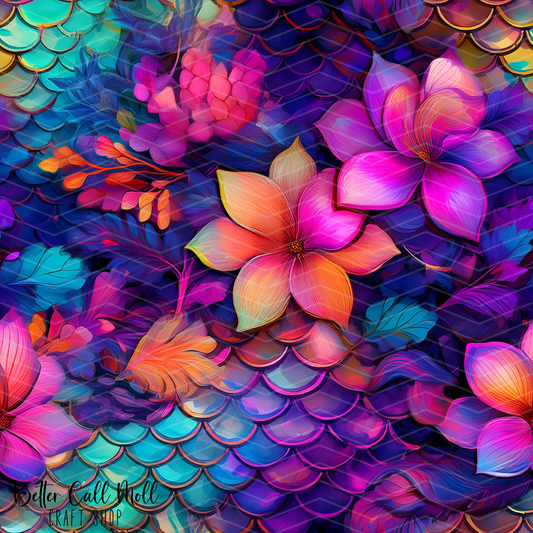 Tropical Mermaid 1 Digital Seamless Pattern