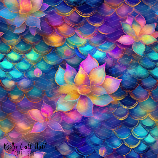Tropical Mermaid 2 Digital Seamless Pattern