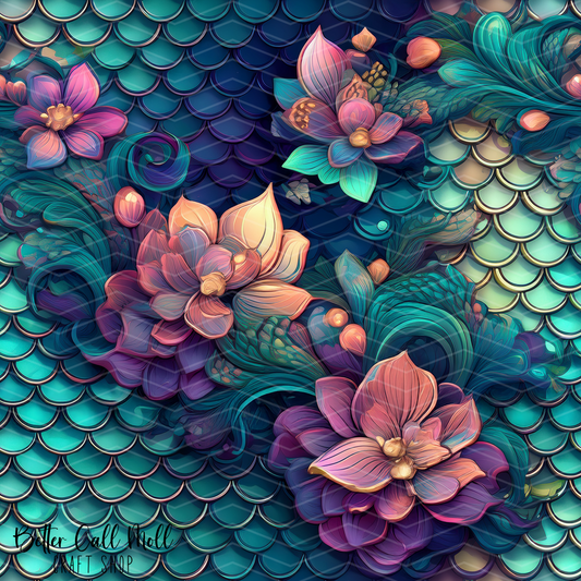 Tropical Mermaid 3 Digital Seamless Pattern