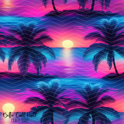 Tropical Sunset 1 Digital Seamless Pattern