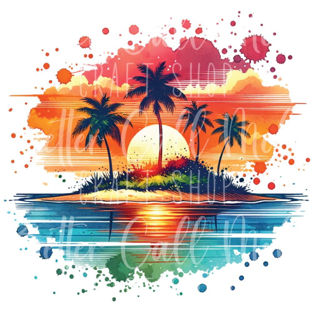 D072 - Island Sunset UV DTF Decal