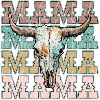 Mama Cow Skull UV DTF Decal