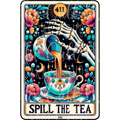 Spill the Tea Tarot UV DTF Decal