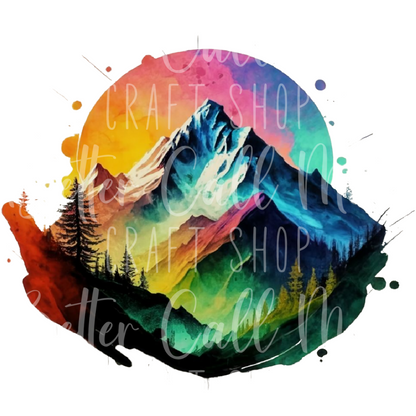 Watercolor Mountains UV DTF Decal