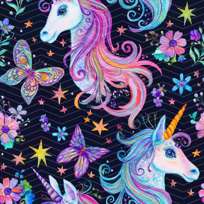 Unicorns and Butterflies Digital Seamless Pattern