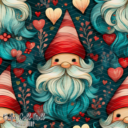 Valentine Gnomes Digital Seamless Pattern