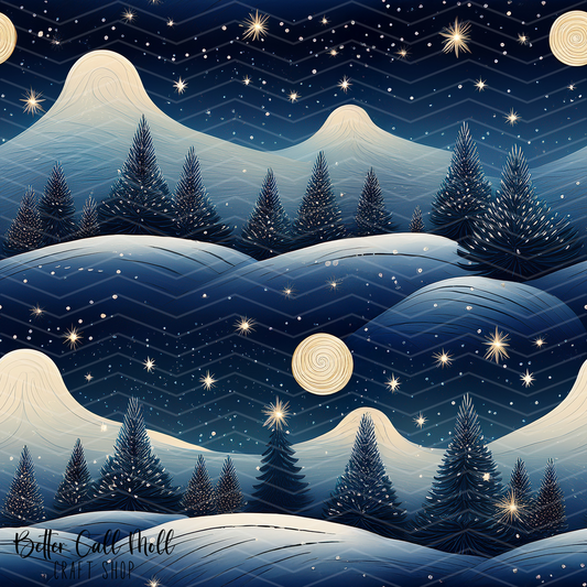 Winter Night Sky 1 Digital Seamless Pattern