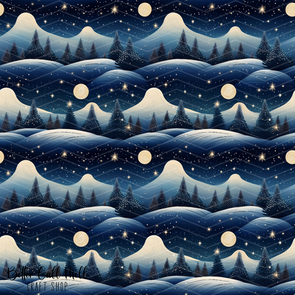 Winter Night Sky 1 Digital Seamless Pattern