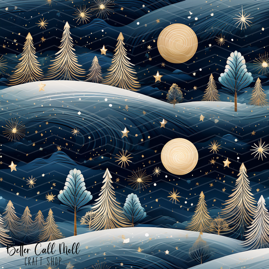 Winter Night Sky 2 Digital Seamless Pattern