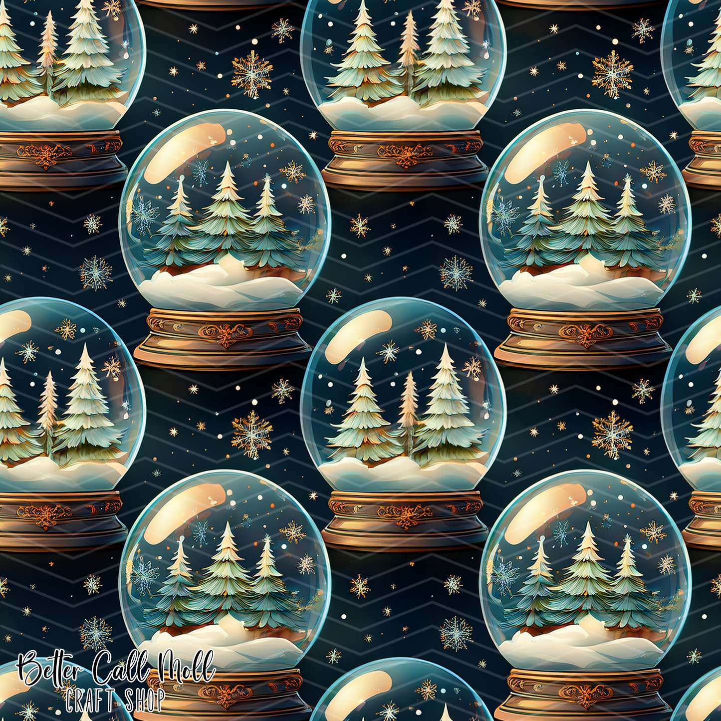 Winter Snow Globes Digital Seamless Pattern