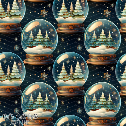 Winter Snow Globes Digital Seamless Pattern