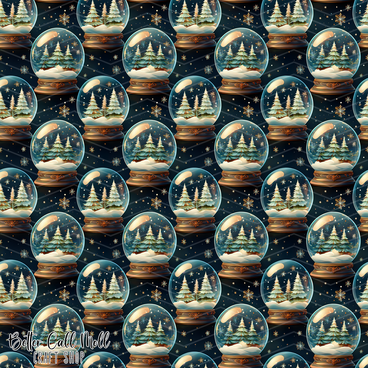 Winter Snow Globes Digital Seamless Pattern